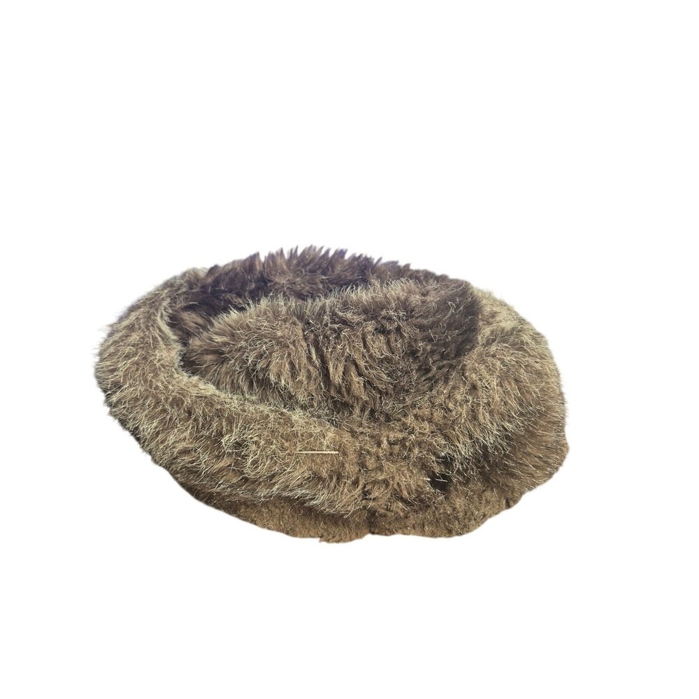 Vintage Womens Faux Fur Russian Cossack Style Hat Brown One Size Elastic 8287